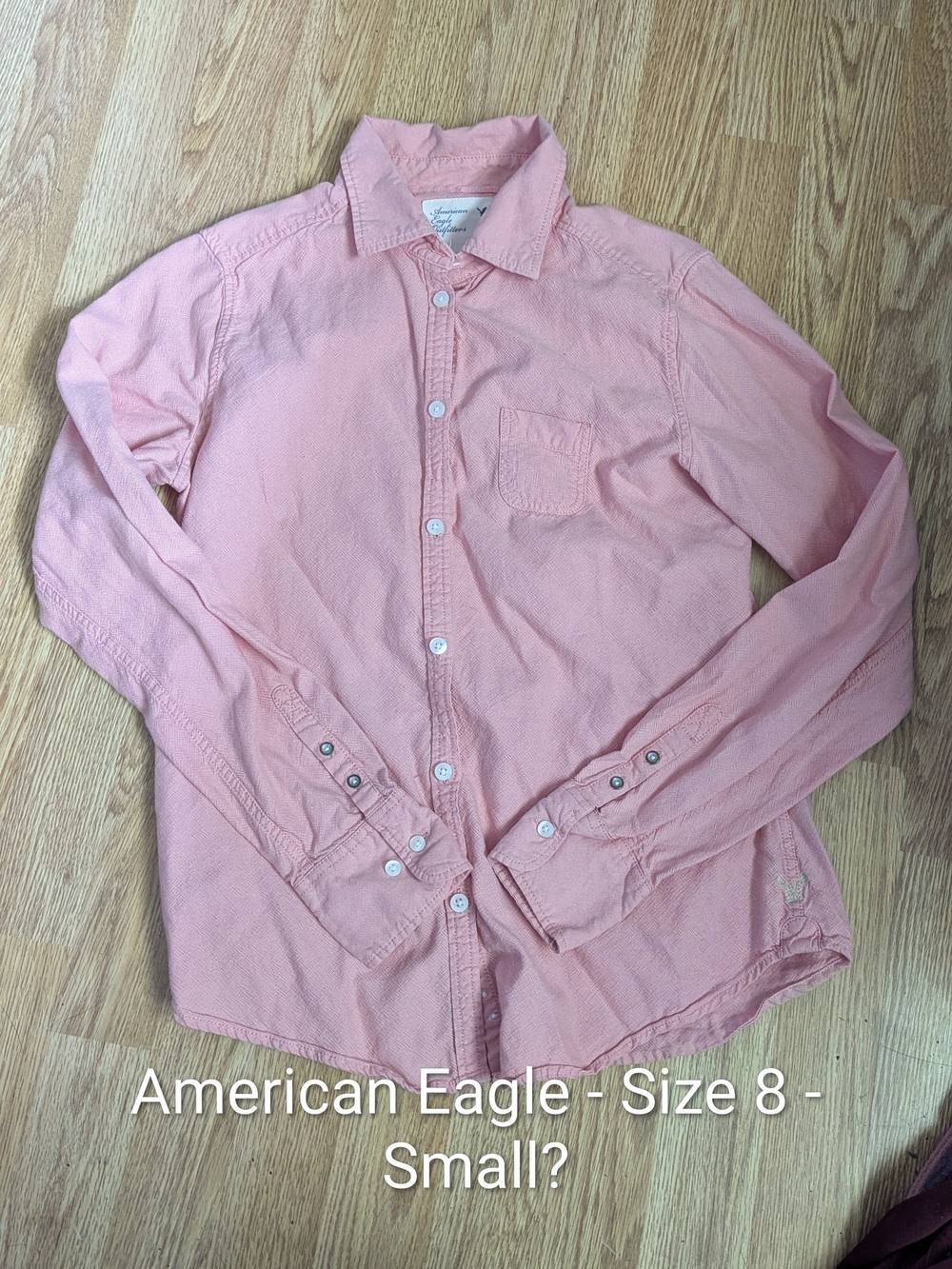 American Eagle Outfitters Men’s Light Pink Long-Sleeve Button-Up Shirt